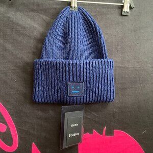 Acne Studios Knitted Wool Square Smiley Round Hat
